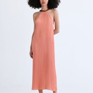 Zara wood appliqué halter dress. US size small.